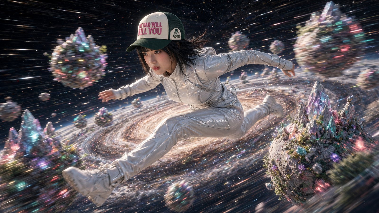 Hanroro wearing the Mad Hatter cap in a frame from her official music video